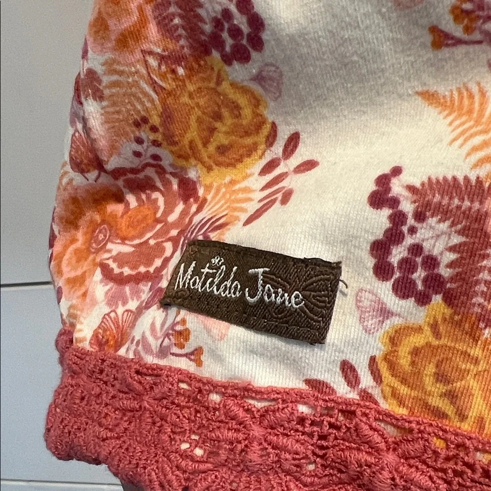 Matilda Jane Just Imagine Cream Top with Rust & orange Floral fall Print